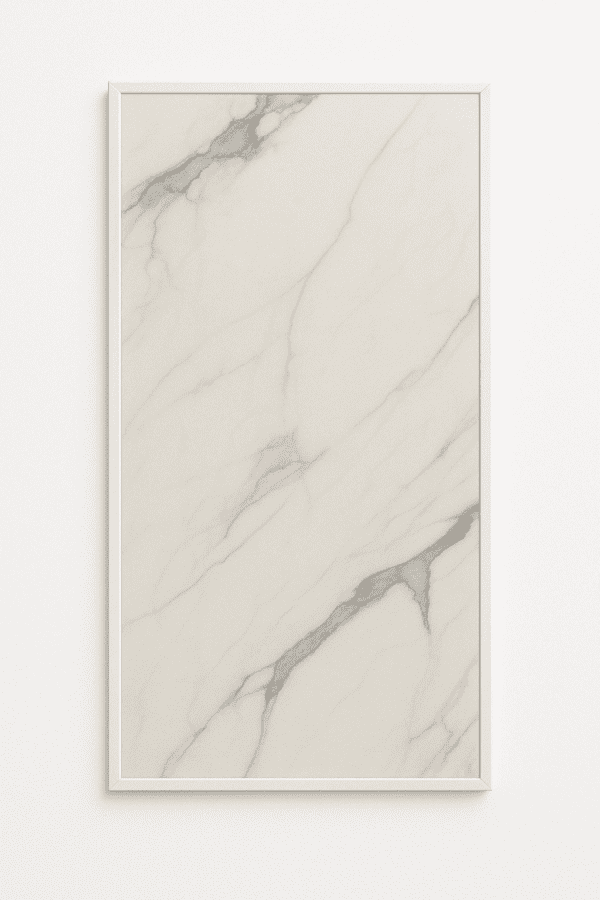 Dekorativ infravärmepanel Ivory Vein, 60x120 cm, vit marmor med vit ram