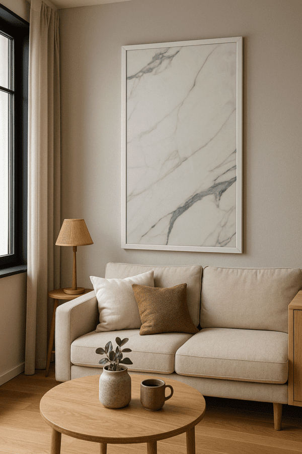 Ivory Vein – Decorative Infrared Heating Panel 60x120cm (White Frame) - Image 6