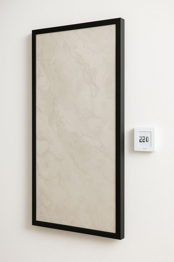 Alabaster Touch – Dekorativ Infravärmepanel 60x120 cm (Svart Ram) - Bild 3