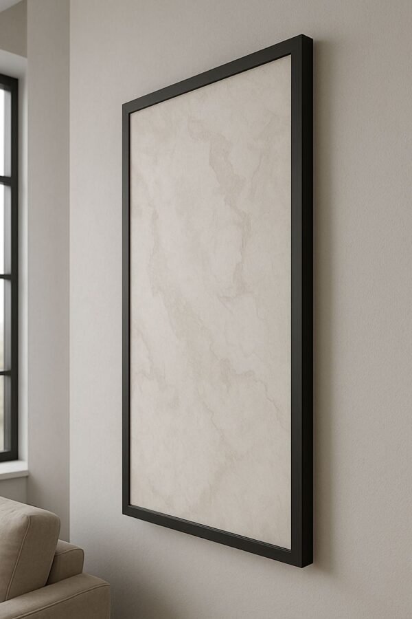 Alabaster Touch – Decorative IR Heating Panel 60x120cm (Black Frame) - Image 4