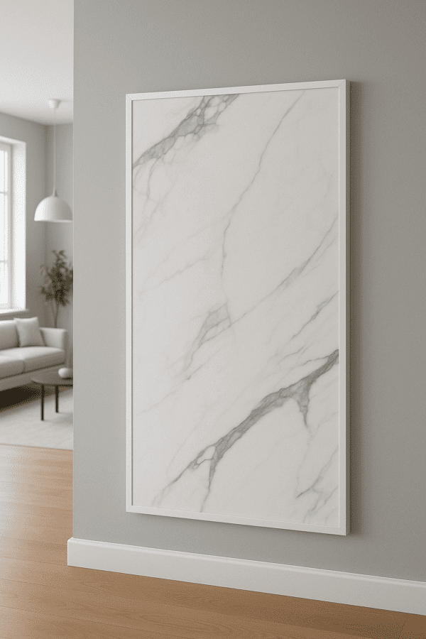 Ivory Vein – Decorative Infrared Heating Panel 60x120cm (White Frame) - Image 4