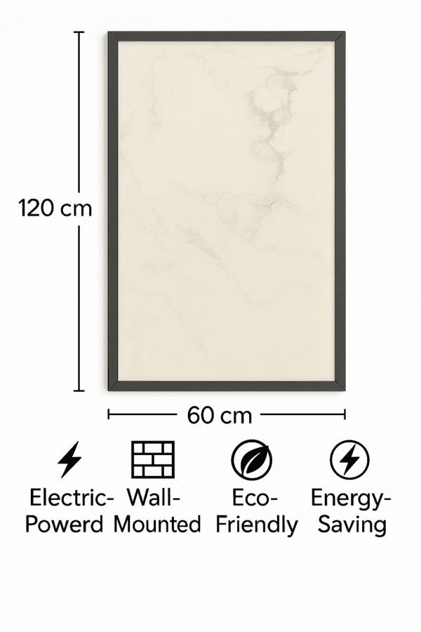 Ivory Cloud – Dekorativ Infravärmepanel 60x120 cm (Grå Ram) - Bild 3