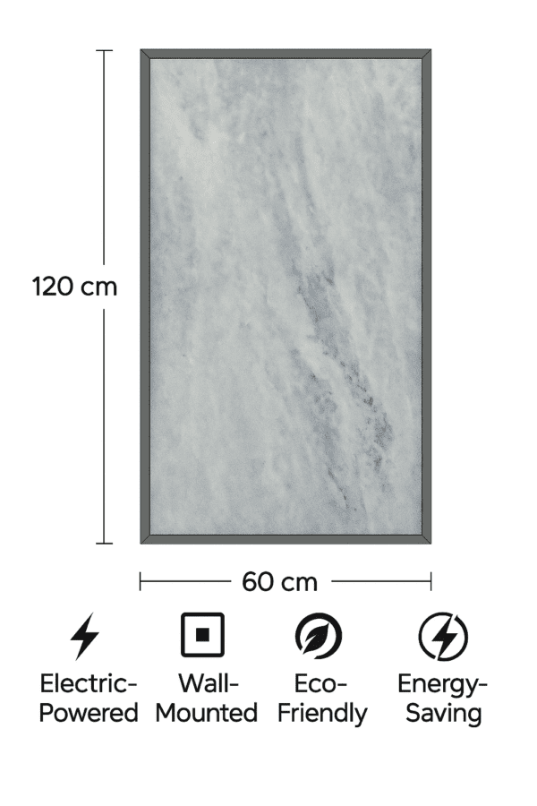 Marble Mist – Infrared Heating Panel 60x120cm (Grey Frame) - Image 7