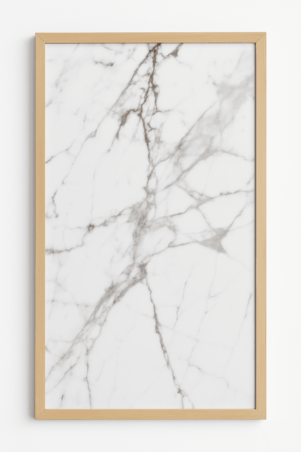 Dekorativ infravärmepanel Nordic Marble, 60x120 cm, vit marmor med träram