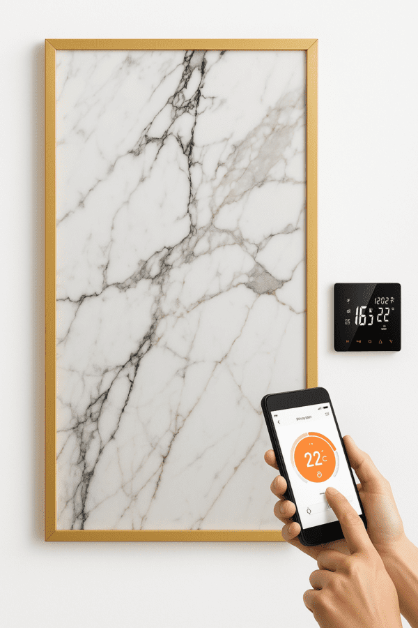 Nordic Marble – Decorative IR Heating Panel 60x120cm (Wood Frame) - Image 4