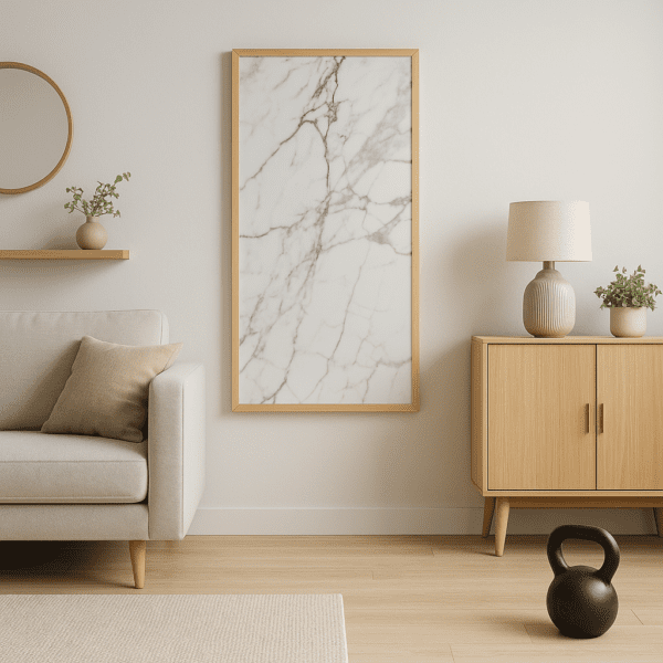 Nordic Marble – Decorative IR Heating Panel 60x120cm (Wood Frame) - Image 6