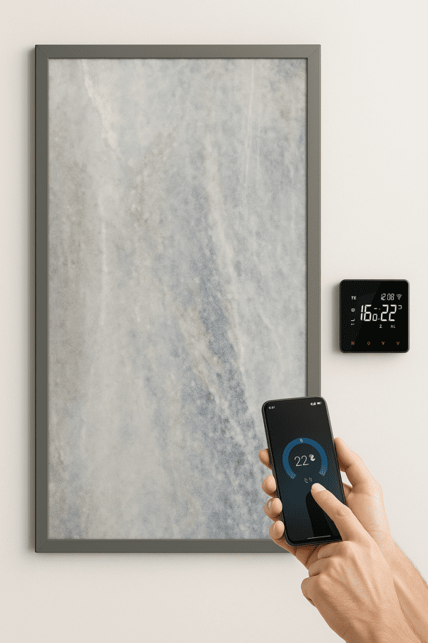 Marble Mist – Infrared Heating Panel 60x120cm (Grey Frame) - Image 6