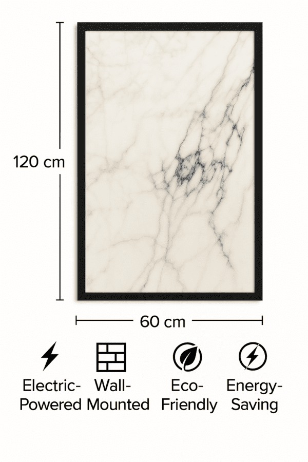 Imperial Marble – Dekorativ Infravärmepanel 60x120 cm (Svart Ram) - Bild 5