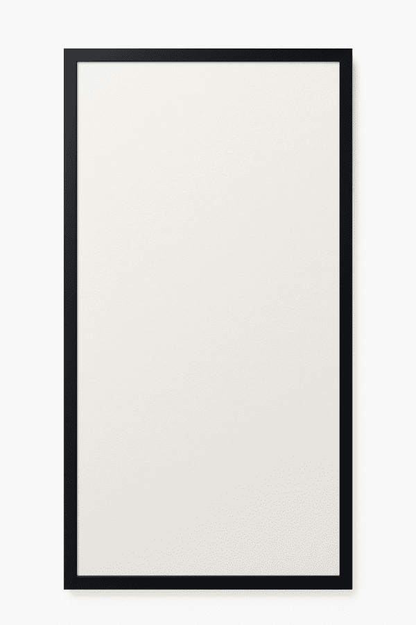Dekorativ infravärmepanel Arctic White, 60x120 cm, matt vit yta med svart ram