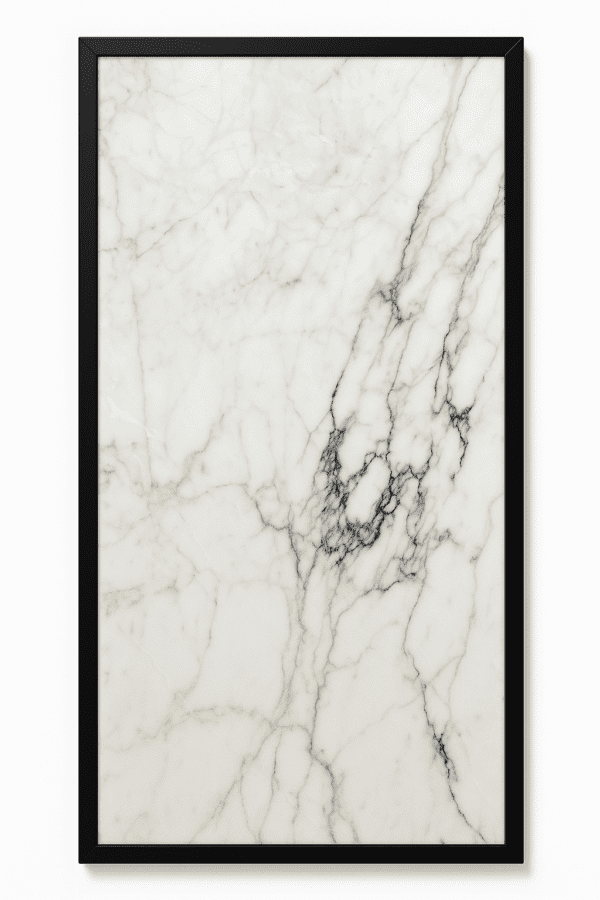 Dekorativ infravärmepanel Imperial Marble, 60x120 cm, vit marmor med svart ram