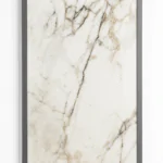Marble Luxe dekorativ infraröd värmepanel, 60x120cm, vit marmoryta med grå ram.