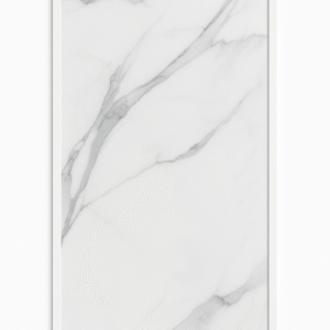 Alpine Vein decorative infrared heating panel, 60x120cm, white marble surface with grey veins and white frame.