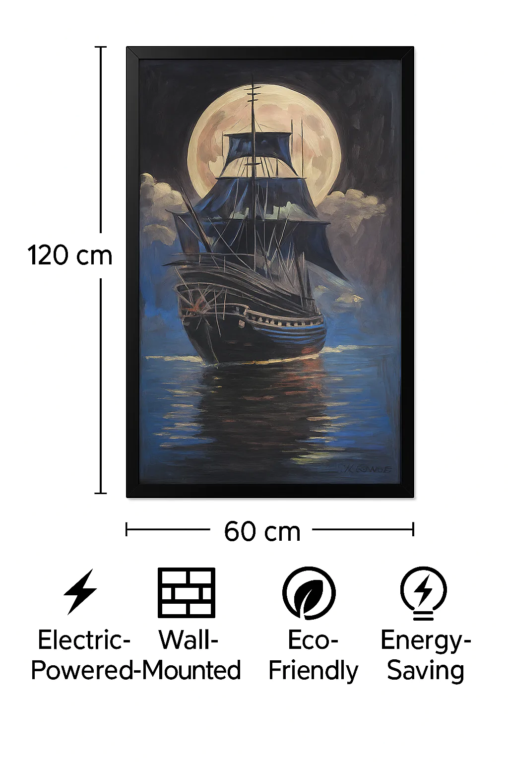 SunWave 60×120 cm Konstnärlig Infraröd Värmepanel – “Moonlit Voyage” - Bild 4