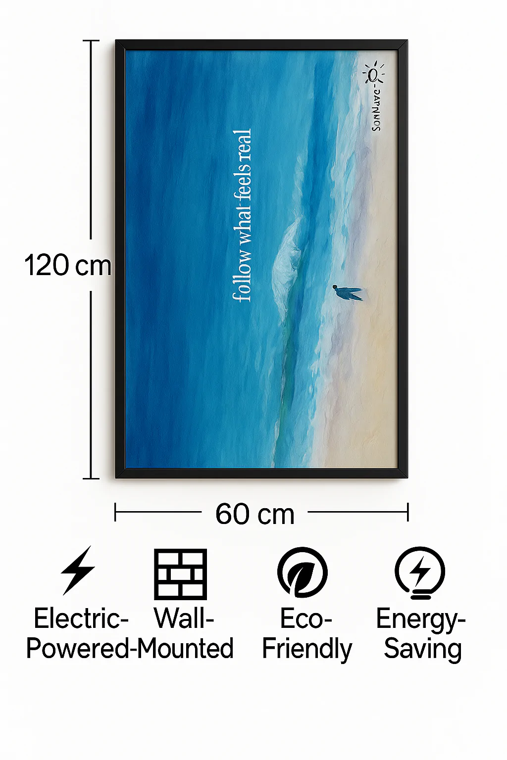 "Ocean Spirit" - Konstnärlig Infraröd Värmepanel SunWave 60×120 cm   - Bild 4
